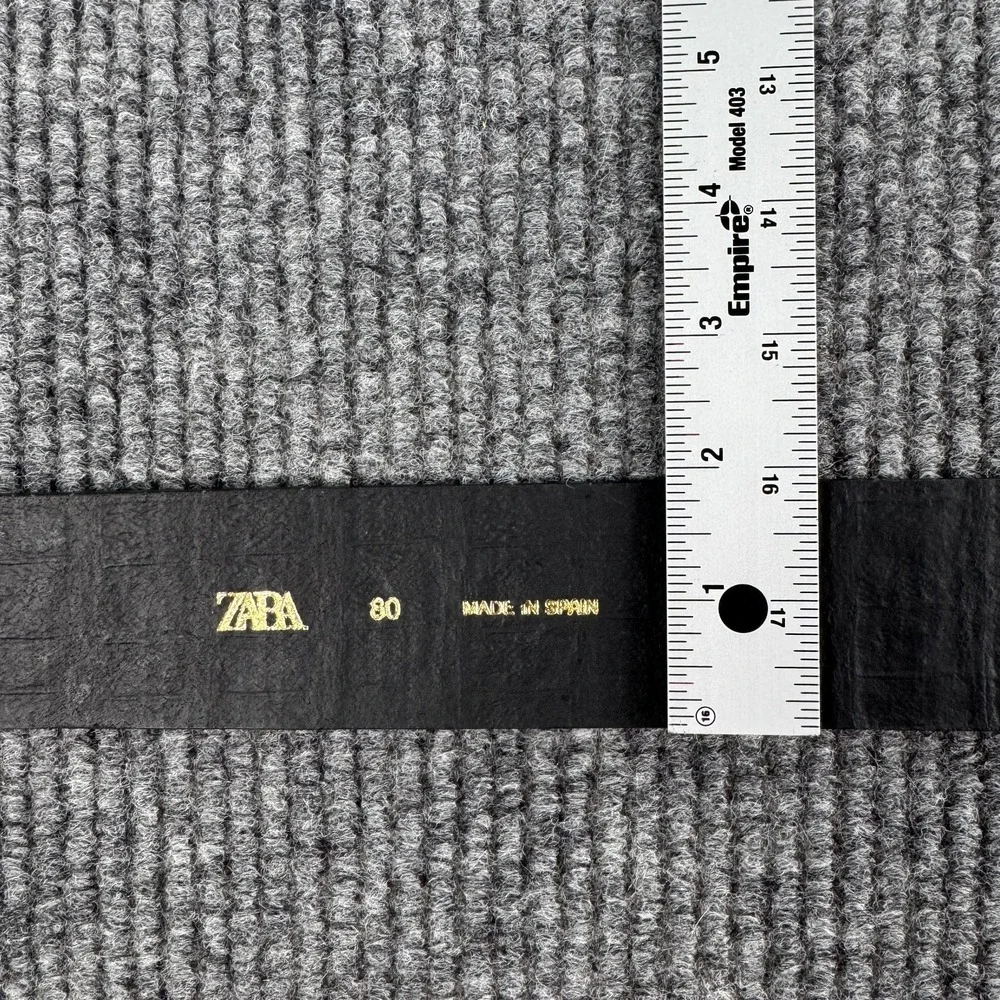 NWT Zara Leather Belt Women Size 80 US 30 UK 30 Black Croc Embossed Gold Buckle